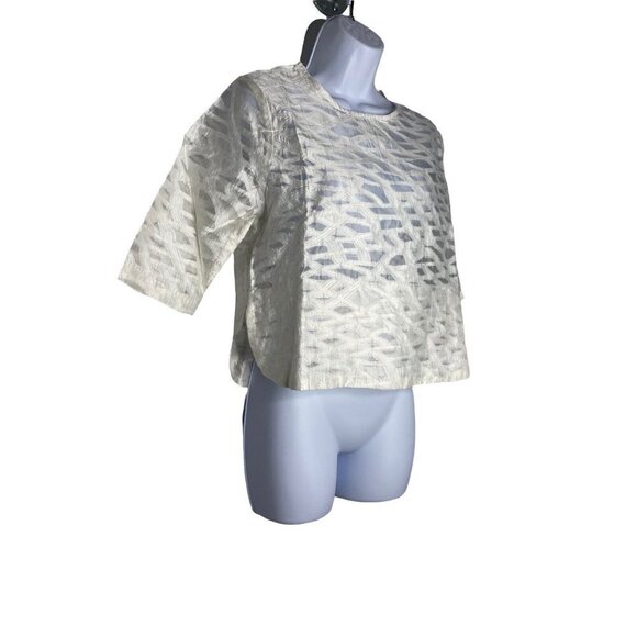 Sister Jane Women's Cross‎ Out Cropped Top White SZ M - Picture 2 of 7